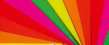 Bild zeigt bunten Farbfächer als Symbol für die vielfältigen Effektfarben von Marabu.