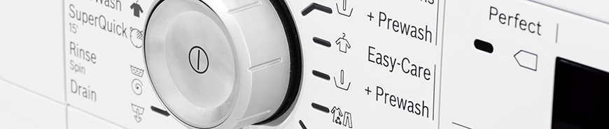  Bild zeigt Details einer Waschmaschine als Beispiel für die Anwendung von Druckfarben für Elektro- und Haushaltsgeräte.